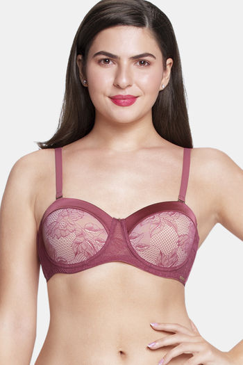 Buy Amante Padded Wired Full Coverage Lace Bra - Autumn Rose